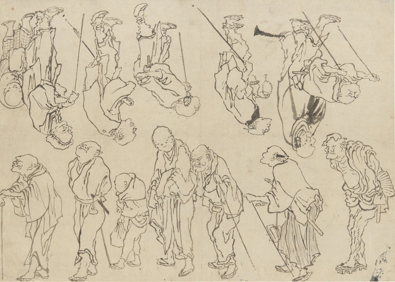 Studies of lame pilgrims, Edo period by Katsushika Hokusai