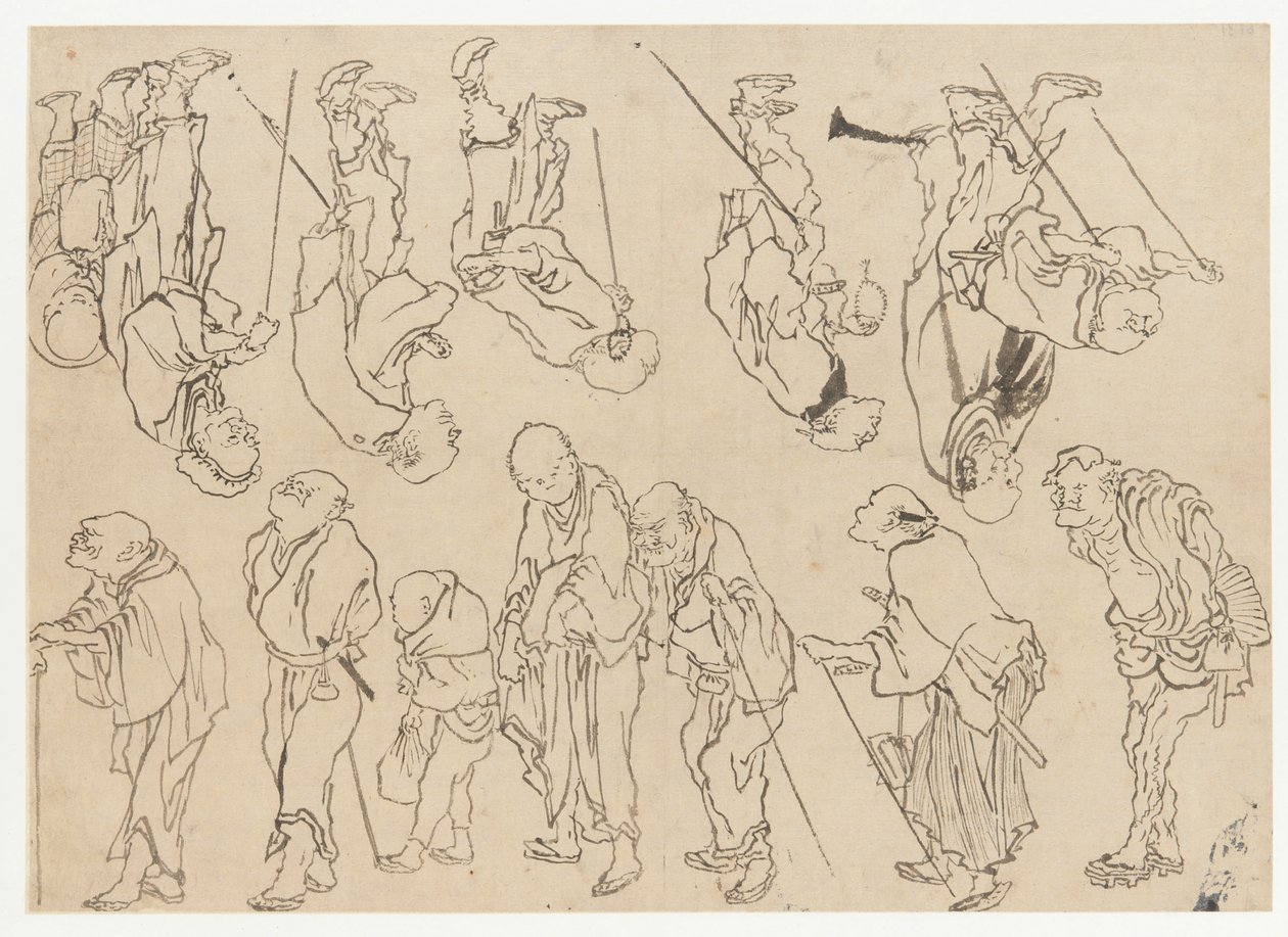 Studies of Lame Pilgrims by Katsushika Hokusai