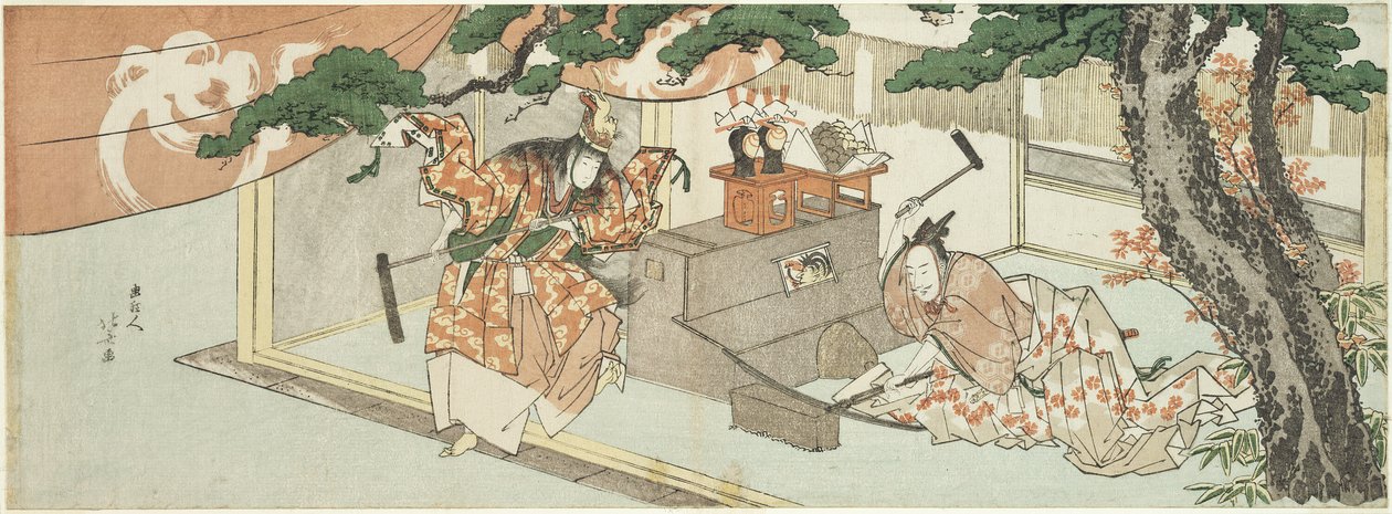 The Swordsmith Munechika and the God of Inari by Katsushika Hokusai