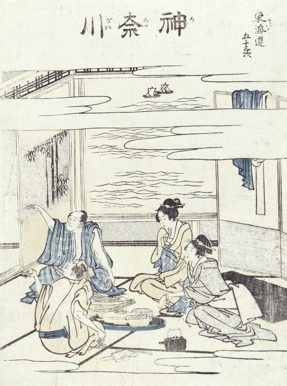 Two Couples in an Interior by Katsushika Hokusai