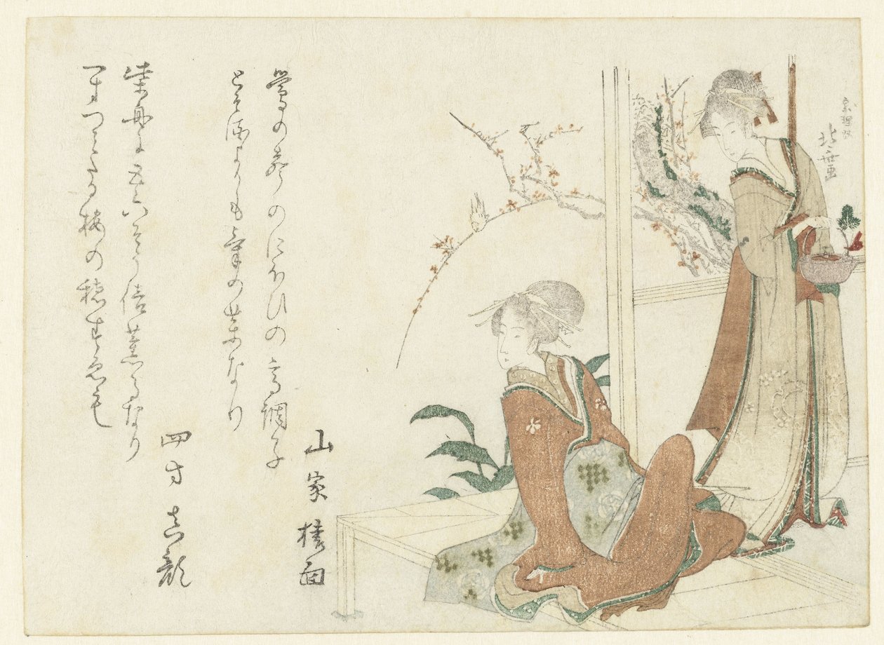 Two Women on the Veranda by Katsushika Hokusai