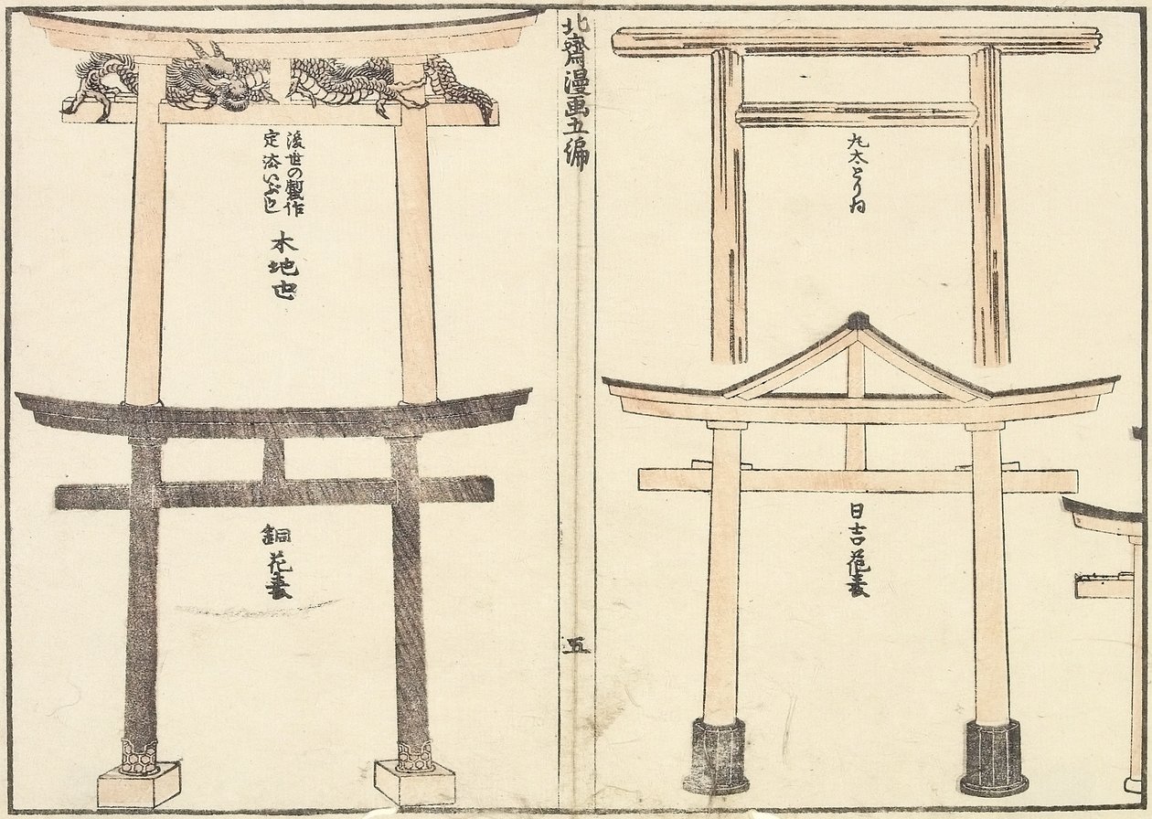 Various Types of Torii Arch by Katsushika Hokusai