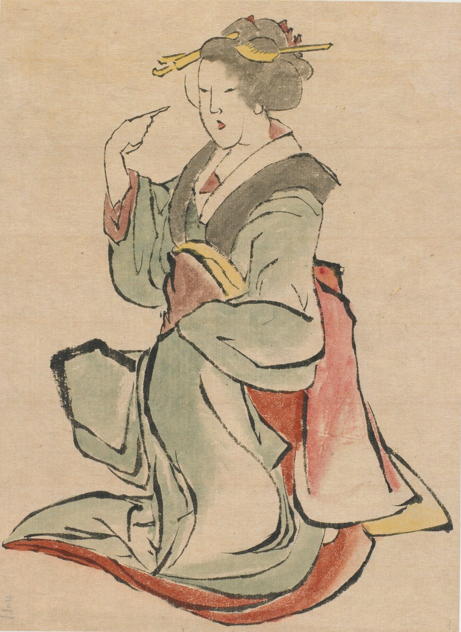 Woman facing the right, beckoning by Katsushika Hokusai