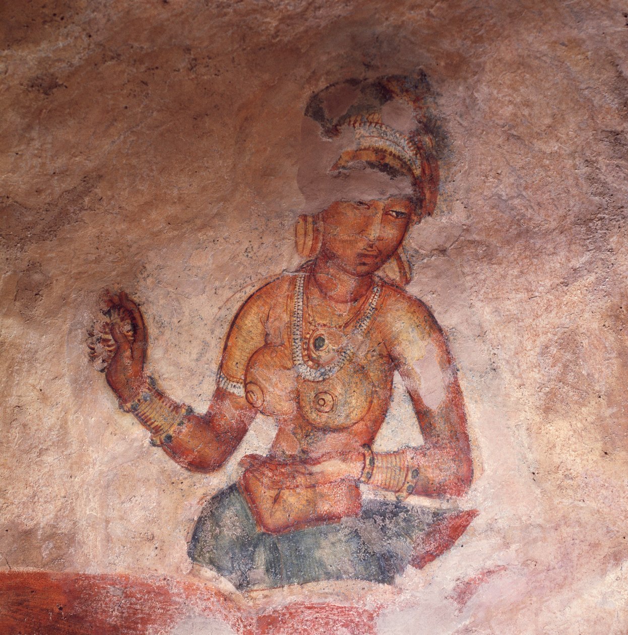 Apsaras, Heavenly Nymph Making an Offering, Fresco, Fortified Citadel of Sigiriya (UNESCO World Heritage List) by 