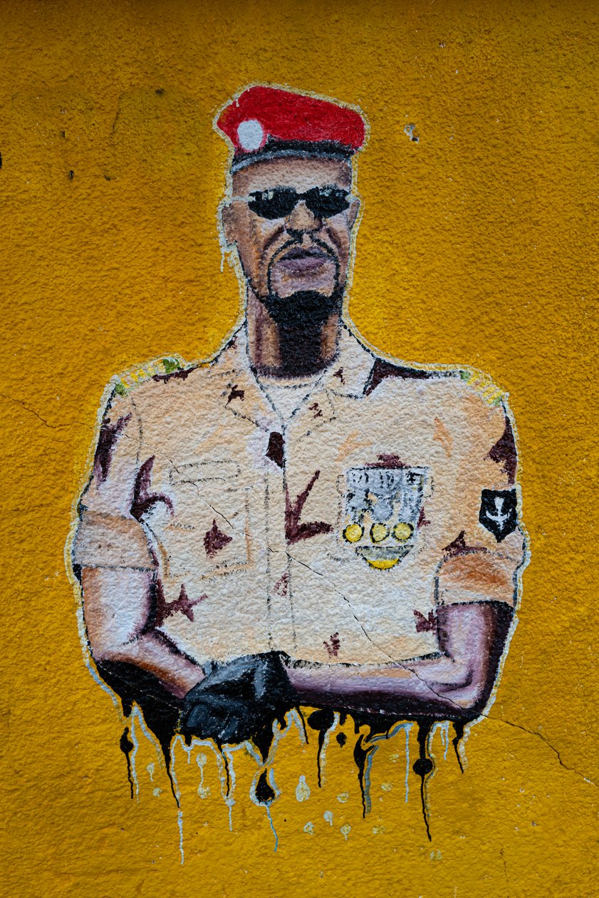Street Art Portrait of Mamadi Doumbouya, Conakry, 2019 by Alec Hunter