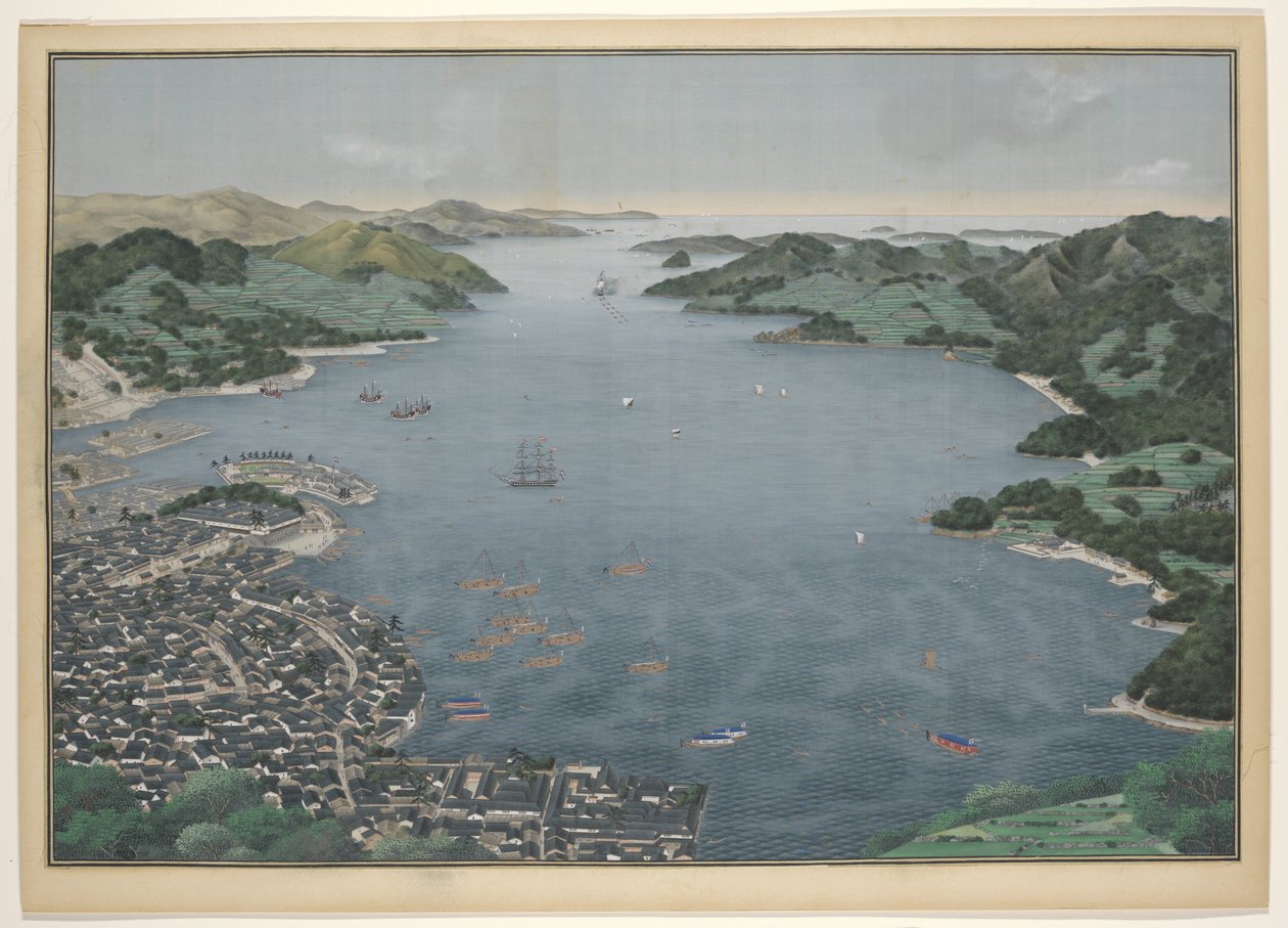 Nagasaki Harbour by Kawahara Keiga (workshop of)