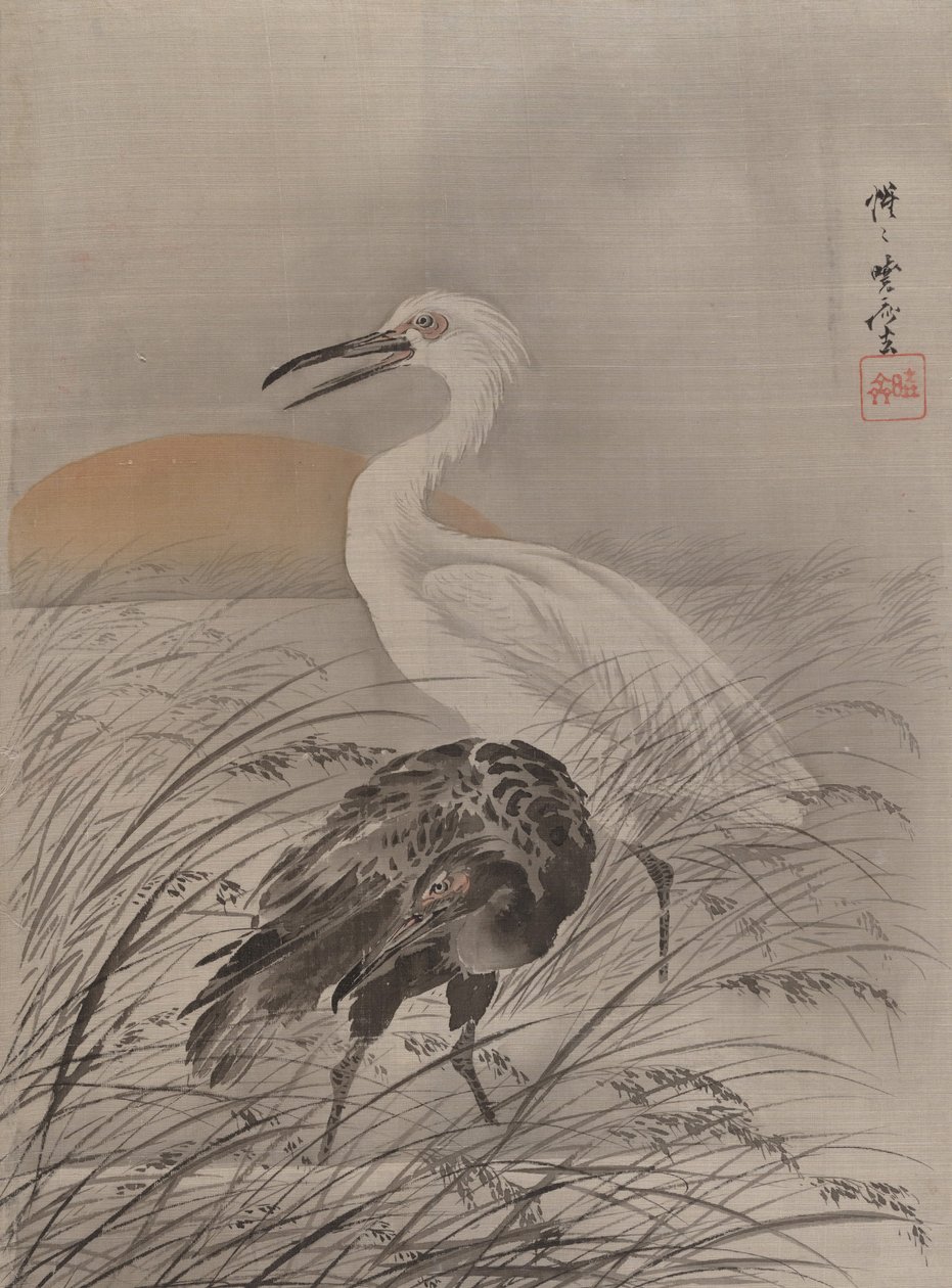 Cranes in Marsh, ca. 1887 by Kawanabe Kyosai