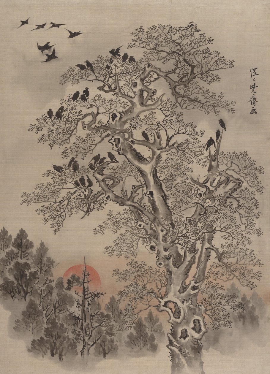 Flock of Crows at Dawn by Kawanabe Kyosai