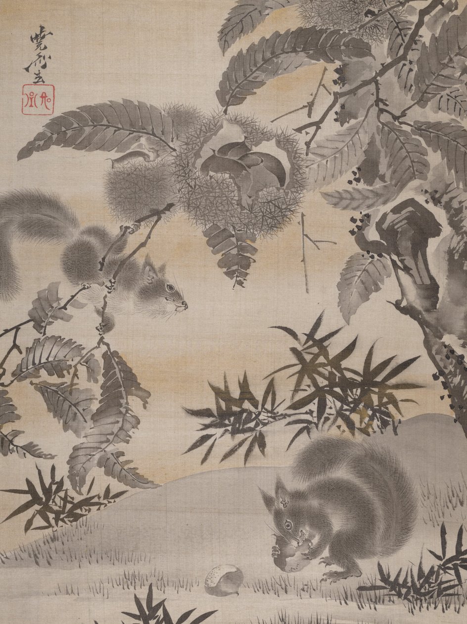 Squirrels Gathering Chestnuts by Kawanabe Kyosai