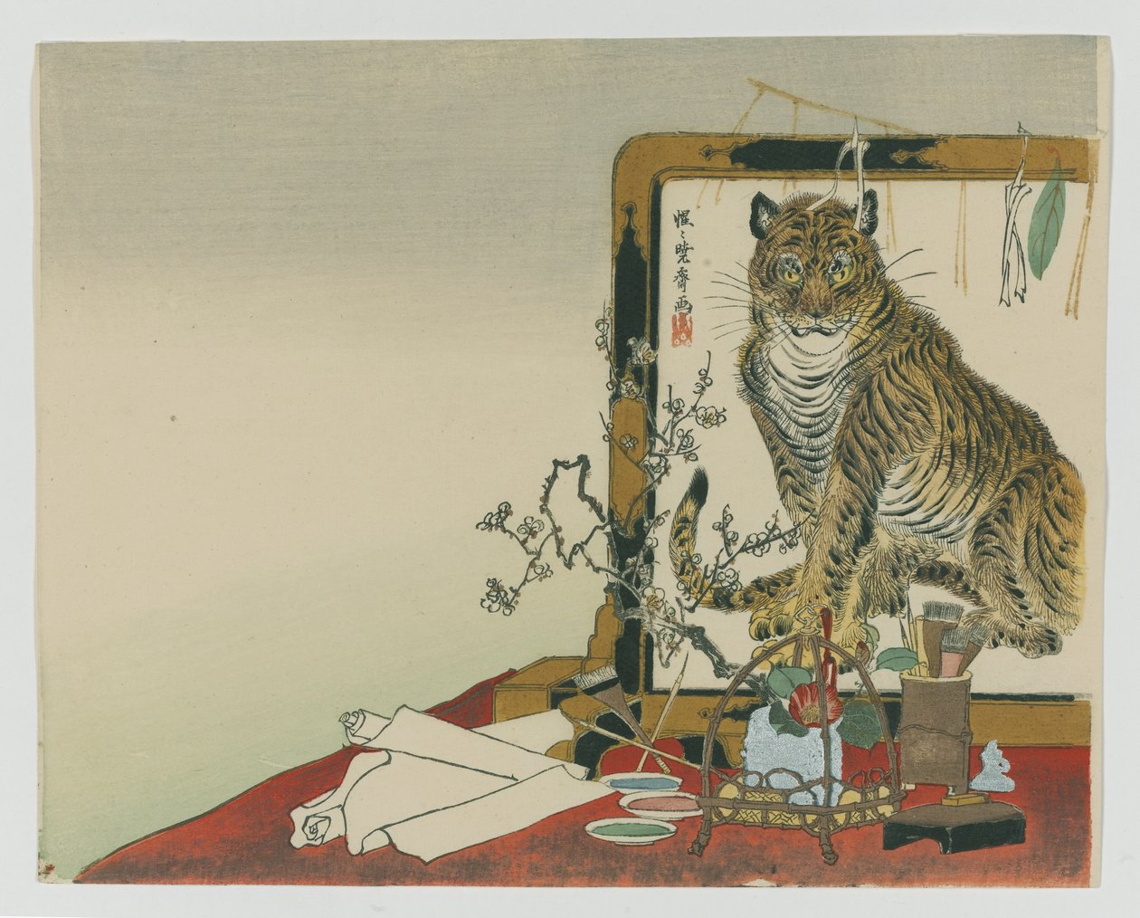 Standing Screen (Tsuitate) of a Tiger, 1878 by Kawanabe Kyosai