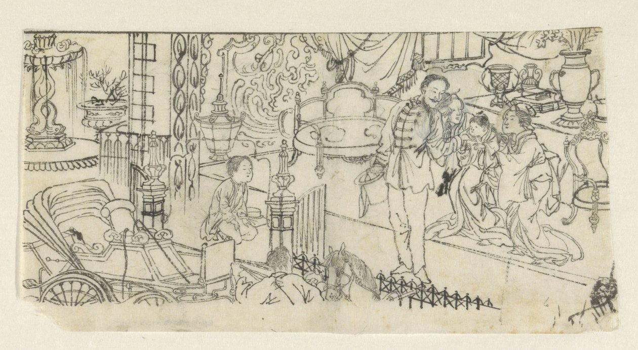 Man Says Goodbye to Child by Kawanabe Kyôsai (attributed to)