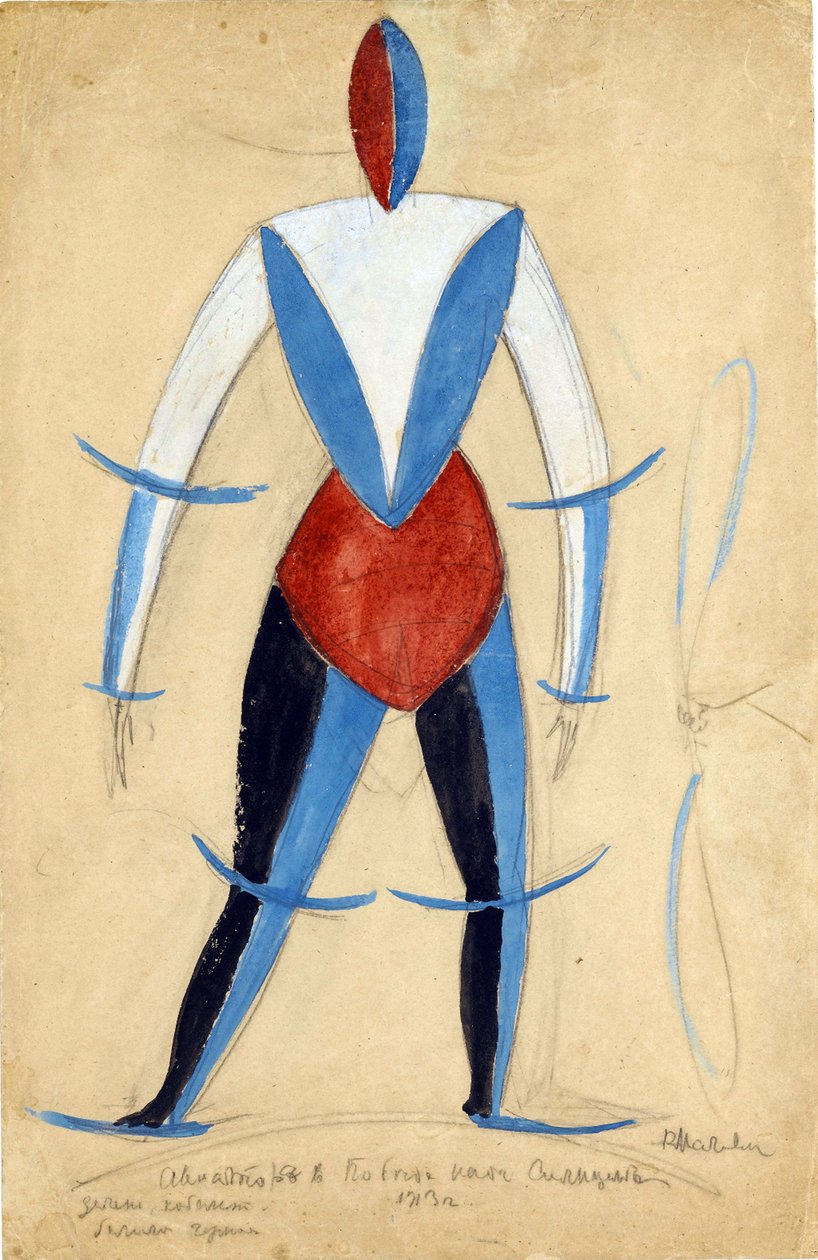 Aviator (Costume design for the opera Victory over the Sun by A. Kruchenykh) by Kazimir Severinovich Malevich