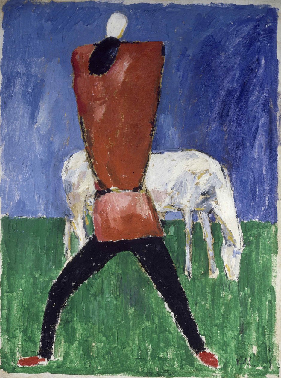 The White Horse Man and Horse by Kazimir Severinovich Malevich