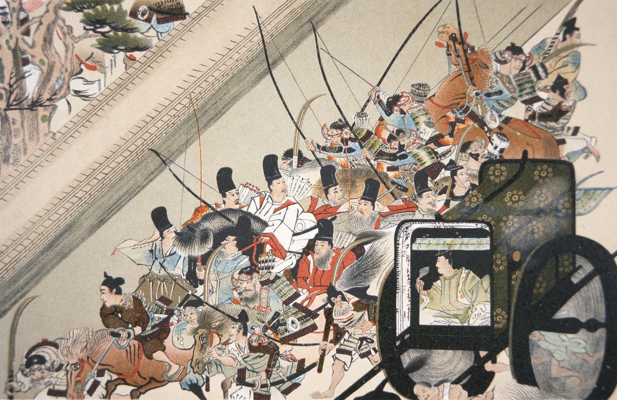 The Abduction of the cloistered Emperor Go Shirakawa by Fujiwara Nobuyori in 1159 by Keion Keion