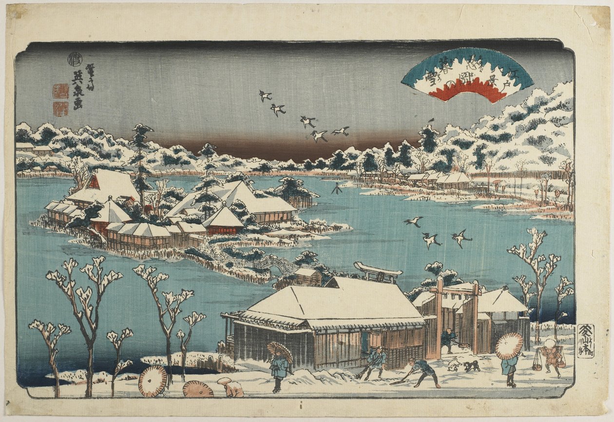 Evening Snow at Shinobugaoka, 1843-1847 by Keisai Eisen