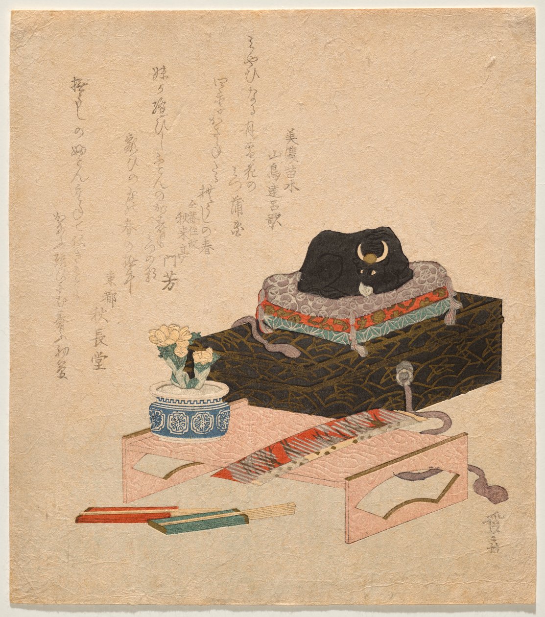 Still Life with a Ceramic Stroking Ox by Keisai Eisen