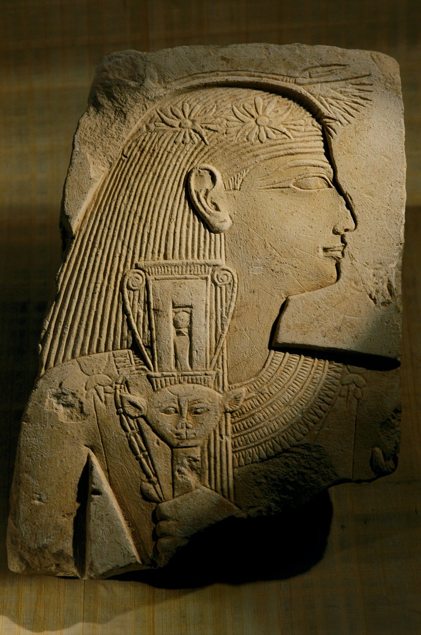 Limestone carving of woman with sistrum, a musical rattle, New Kingdom, 2002 by Kenneth Garrett