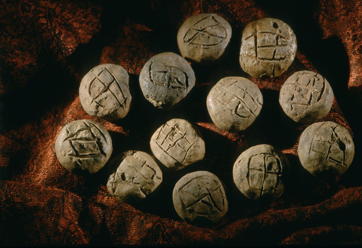 Round bullae, artifact, Oxus Civilization, Turkmenistan, Gonor Depe site, 2004 by Kenneth Garrett