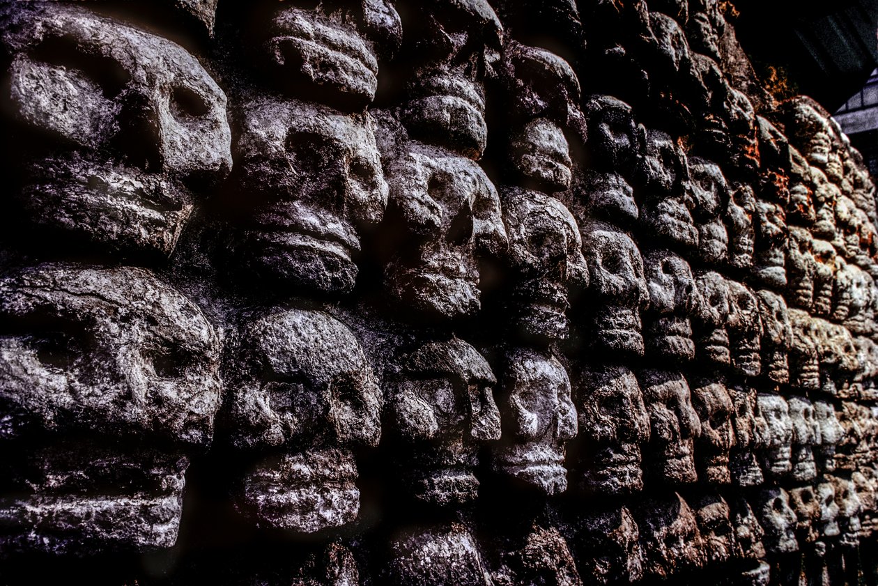 Skull rack or Tzompantli, Aztec, Mexico, Templo Mayor, 2010 by Kenneth Garrett