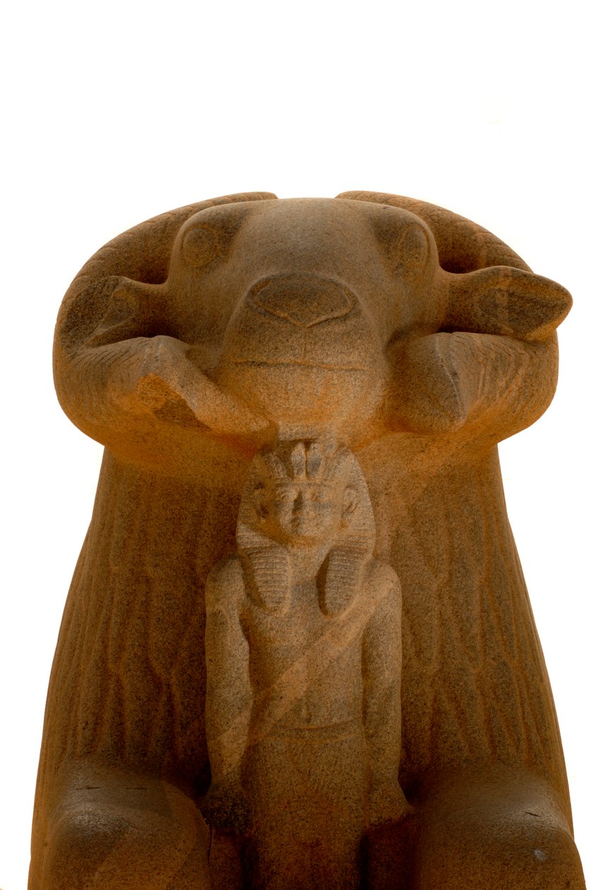 Taharka and Ram headed sphinx, Gebel Barkal, Black Pharaohs, Nubians, Sudan, National Museum, 2007 by Kenneth Garrett