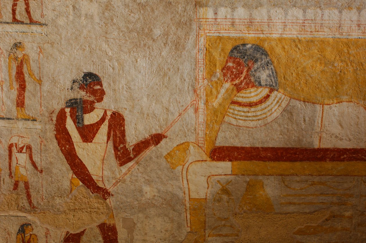 Tomb chamber and painting details, Queen Qalhata, tomb paintings, Black Pharaohs, Nubians, 2007 by Kenneth Garrett