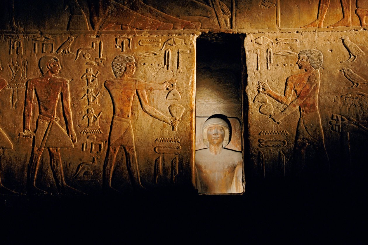 Tomb of Ti; Egypt; Archaeology; Old Kingdom; Saqqara, Serdab Chamber by Kenneth Garrett