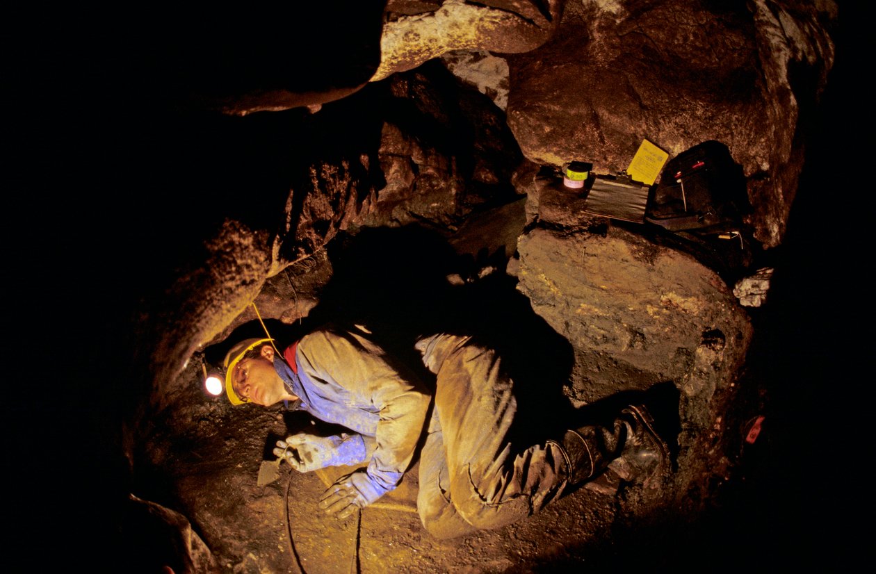 Who Were the First Americans, Timothy Heaton, Excavating, On Your Knees Cave, Prince of Wales Island, 2008 by Kenneth Garrett