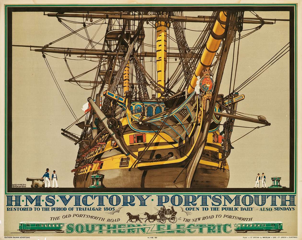 H.M.S. Victory, Portsmouth, poster advertising Southern Electric Railways by Kenneth Shoesmith