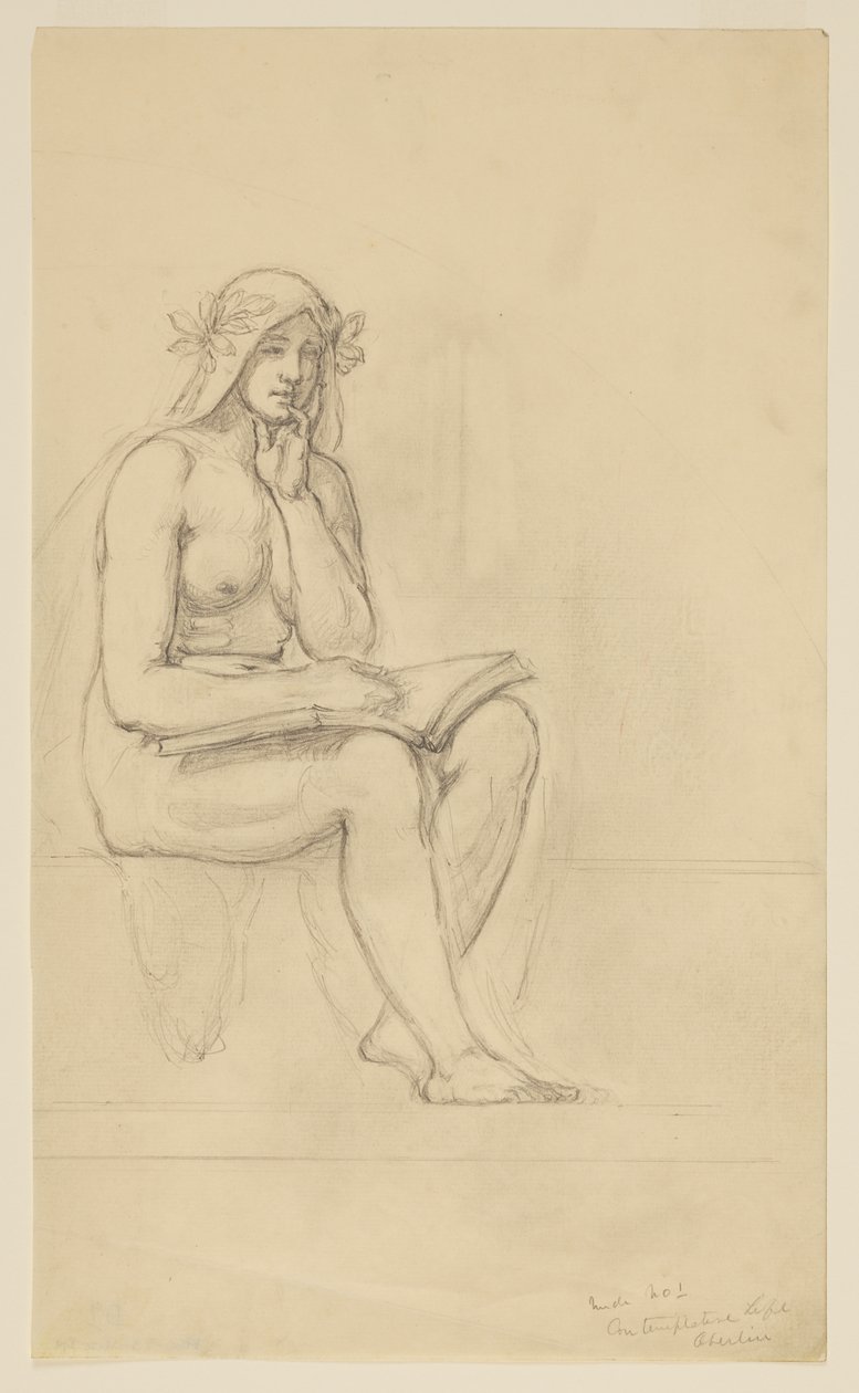Nude Study for "The Contemplative Life" for Lunette in the Administration Building, Oberlin College, Oberlin, OH by Kenyon Cox