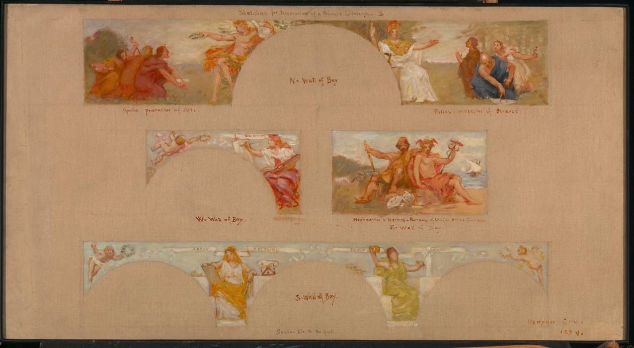 Sketches for a Decoration of a Private Library "B" by Kenyon Cox