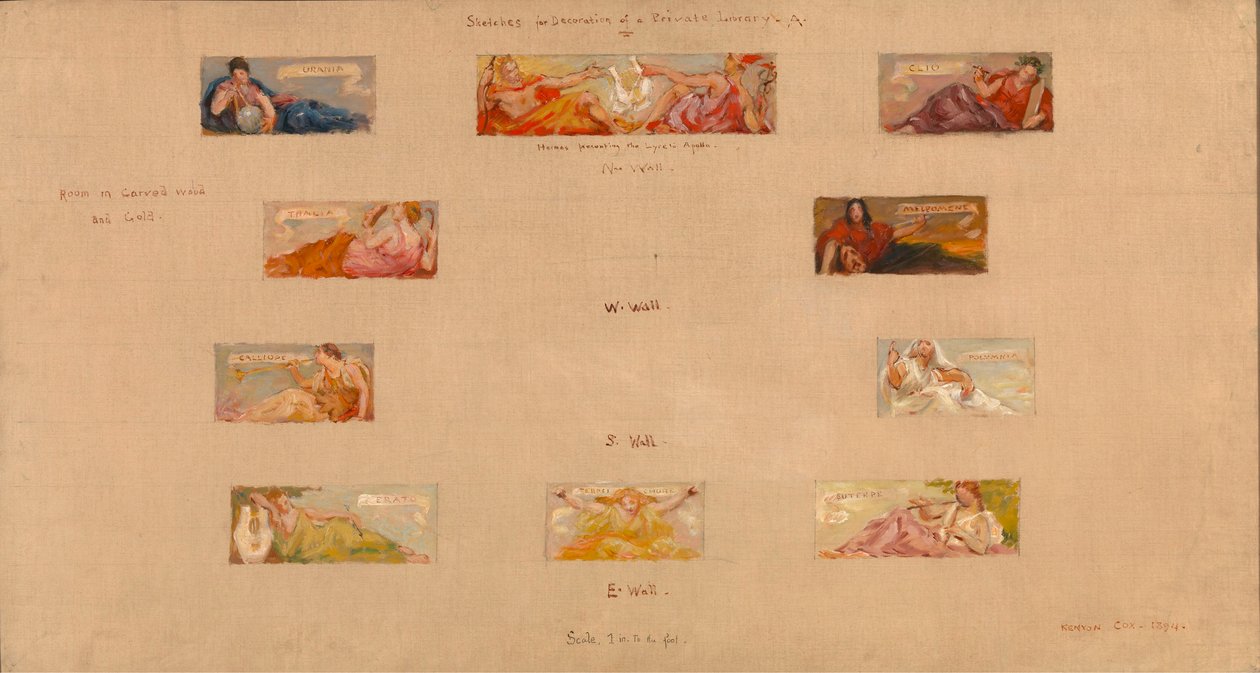 Sketches for the Decoration of a Private Library "A" by Kenyon Cox