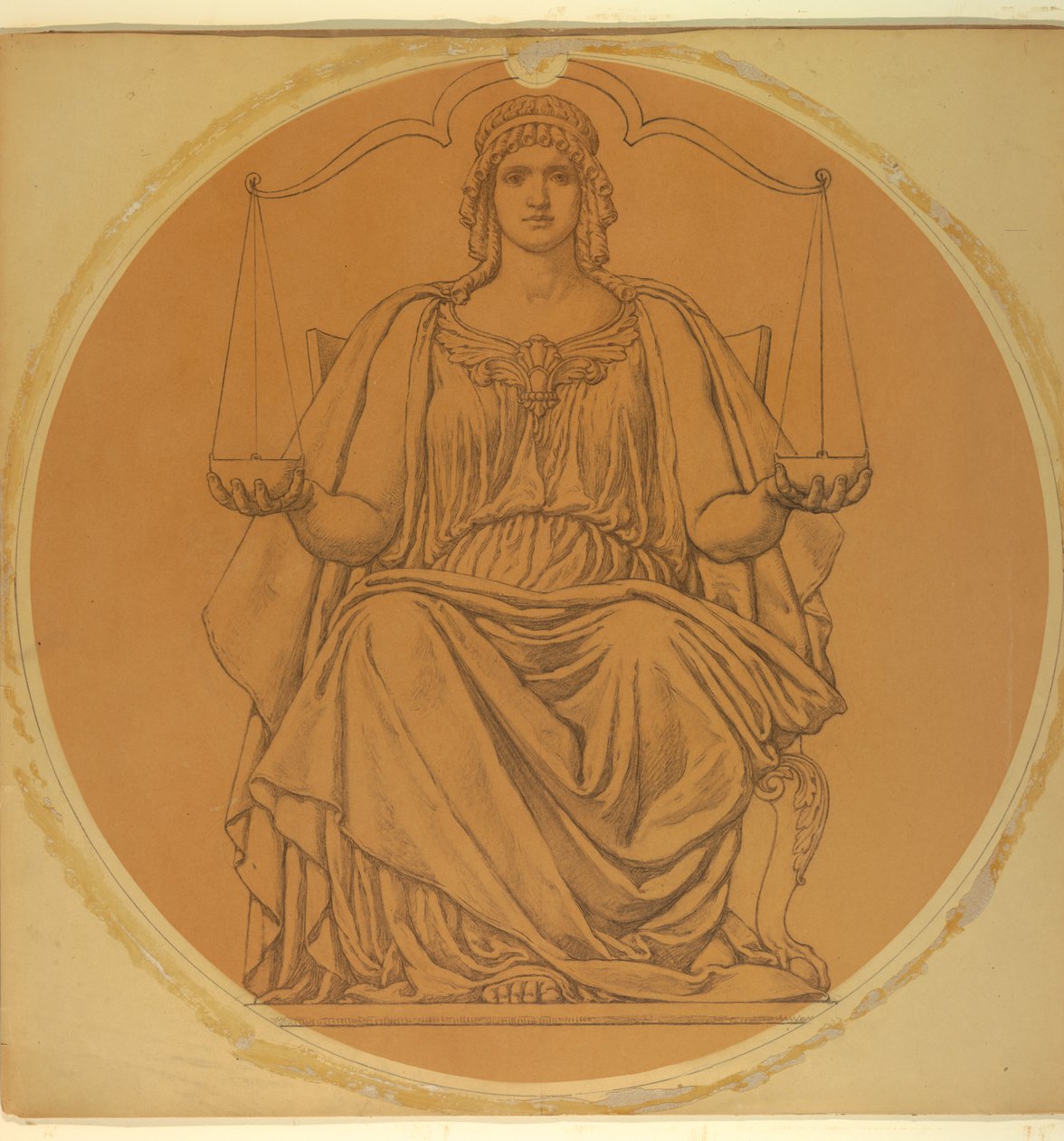 Study for "Justice," Lunette in Hudson County Courthouse, Jersey City, NJ by Kenyon Cox
