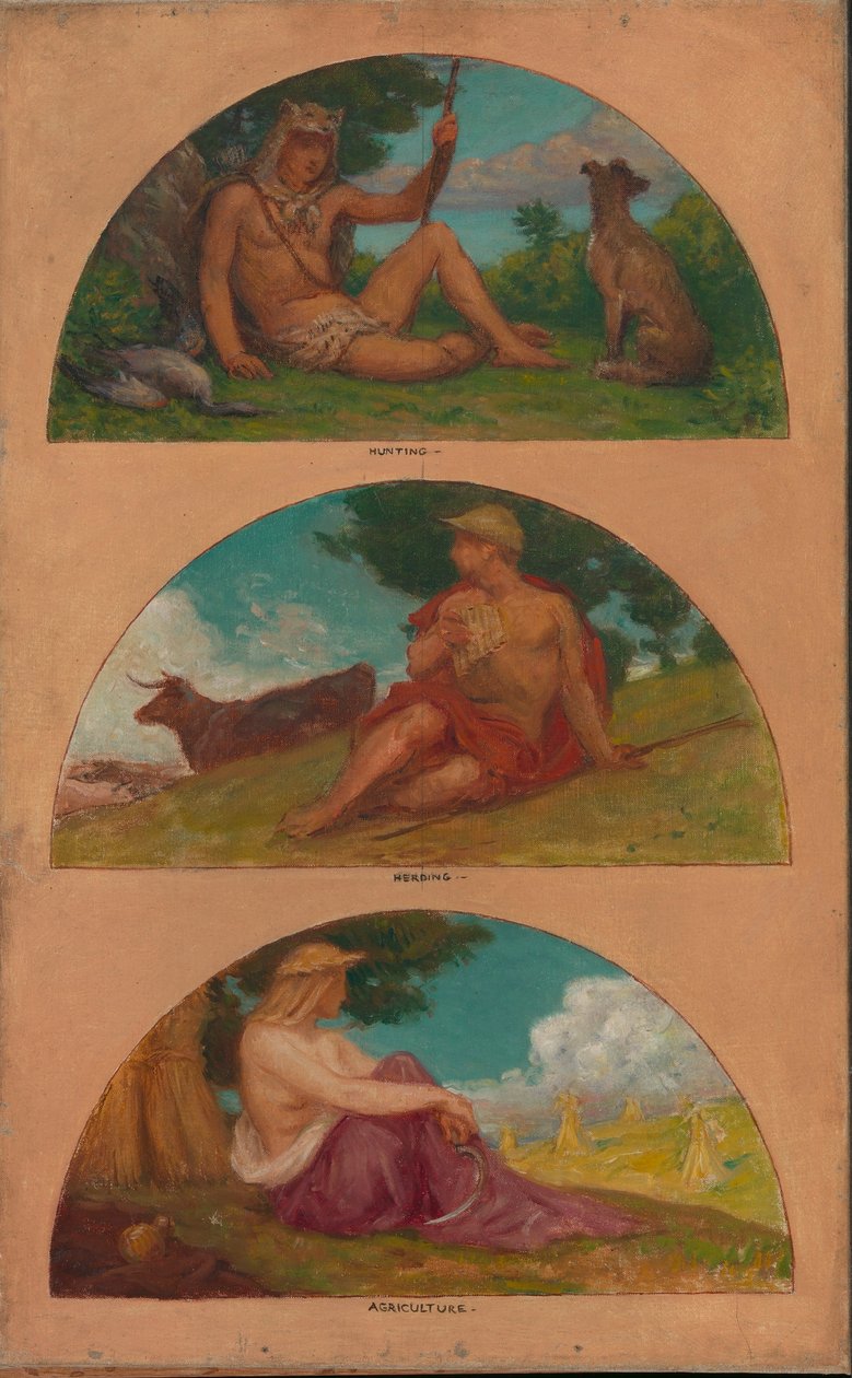 The Progress of Civilization: Hunting, Herding, Agriculture (mural study, State Capitol, Des Moines, Iowa) by Kenyon Cox