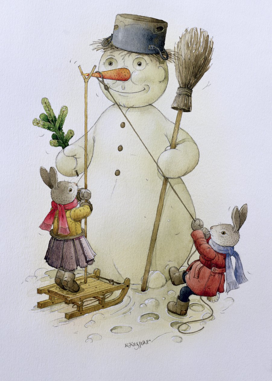 Snowman and Hares, 1999 by Kestutis Kasparavicius