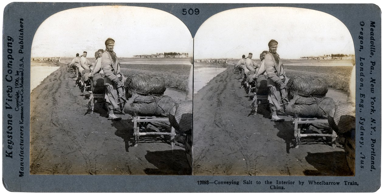 Conveying Salt to the Interior by Wheelbarrow Train, China by Keystone View Company