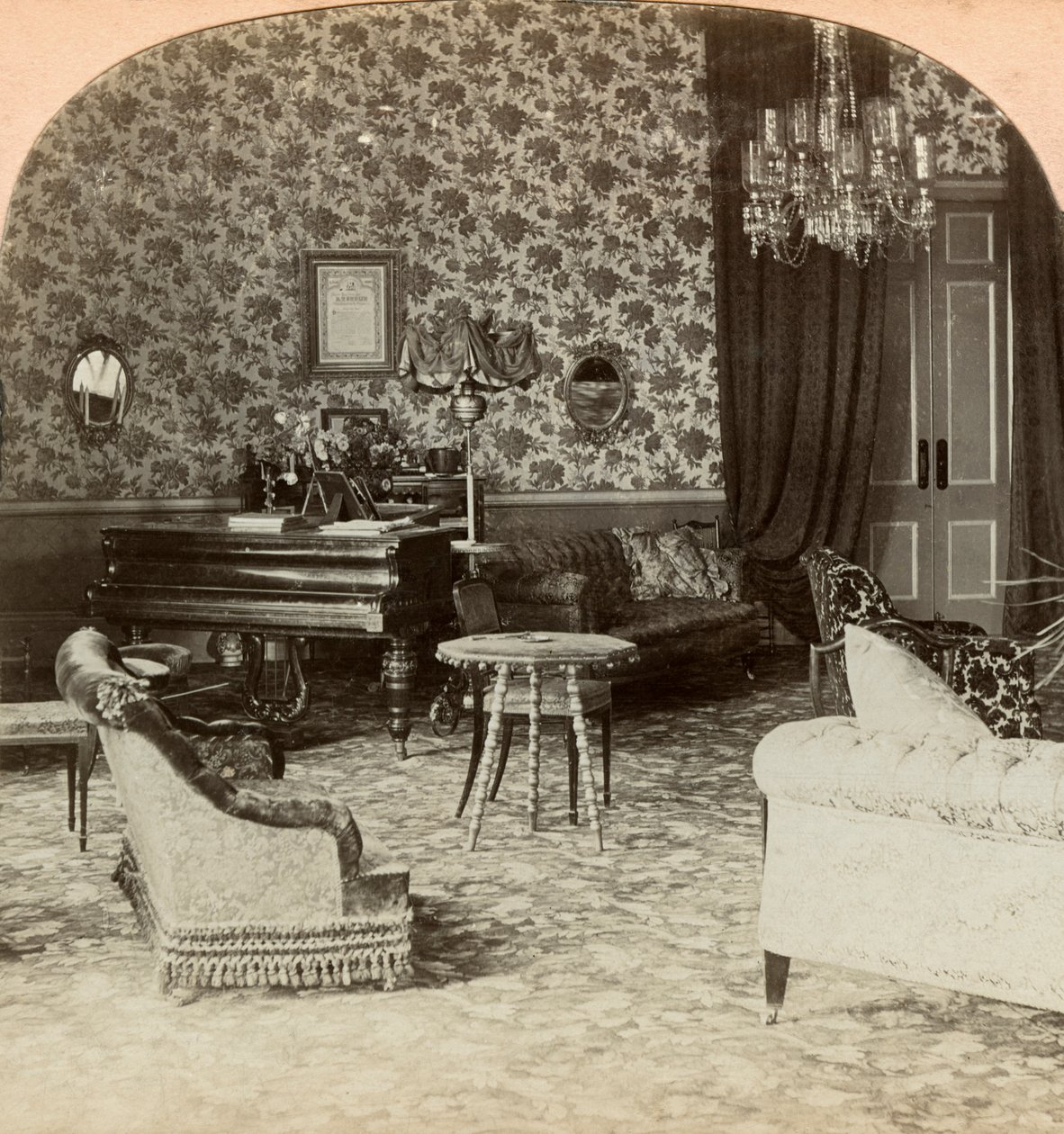 Drawing Room of the Presidency, Lord Roberts Headquarters, Bloemfontein, South Africa by Keystone View Company