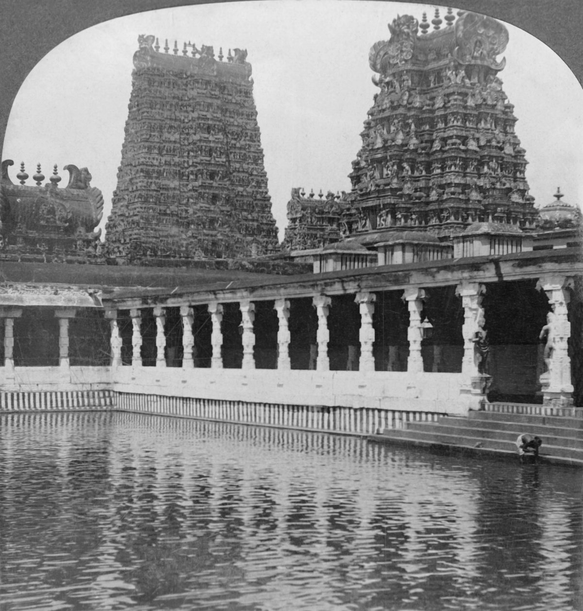 Sacred Gold Lily Lake and Pagodas - Great Temple to Siva, Madura, South India by Keystone View Company