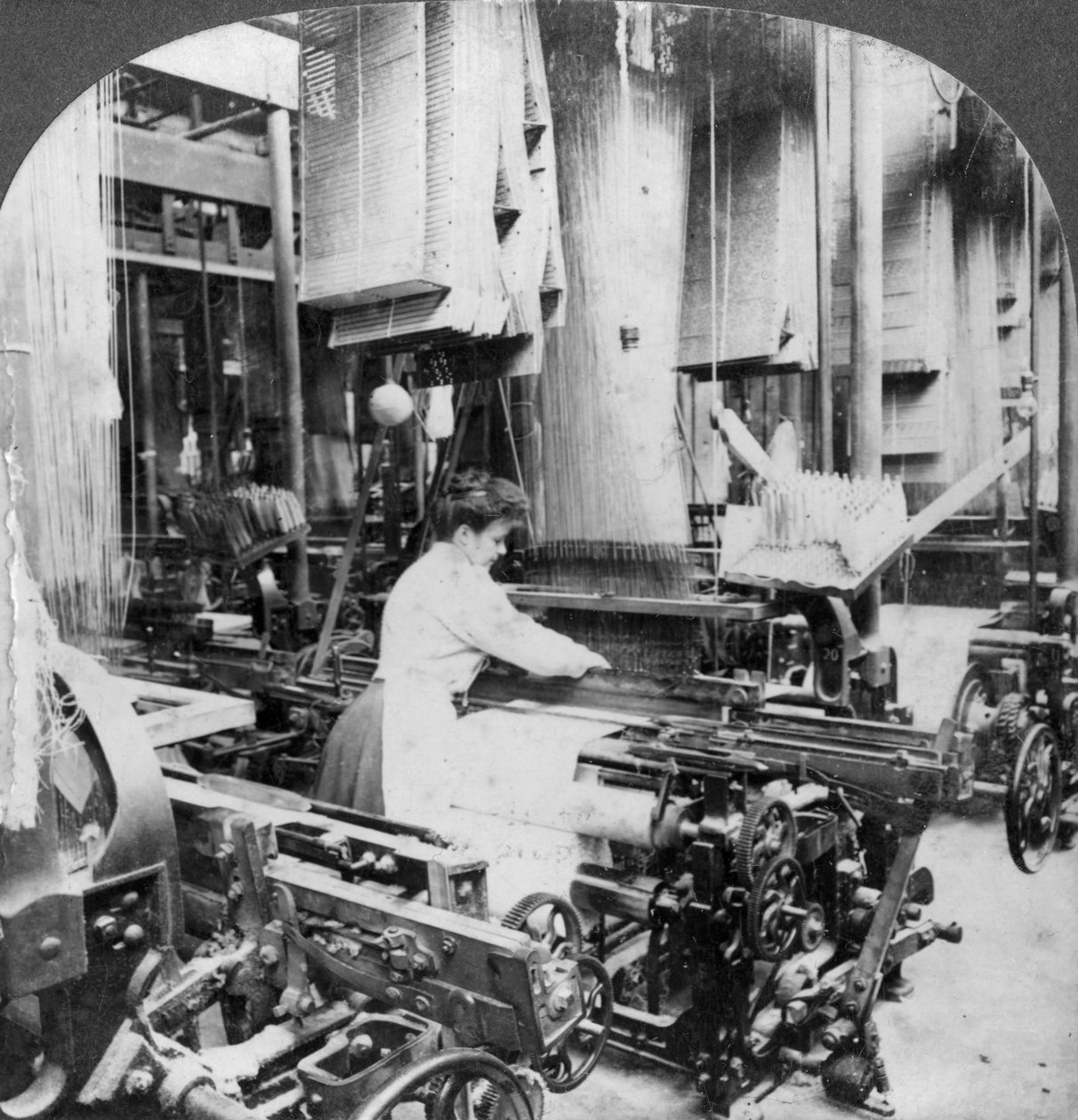 Weaving linen fabric, Montreal, Canada, early 20th century by Keystone View Company