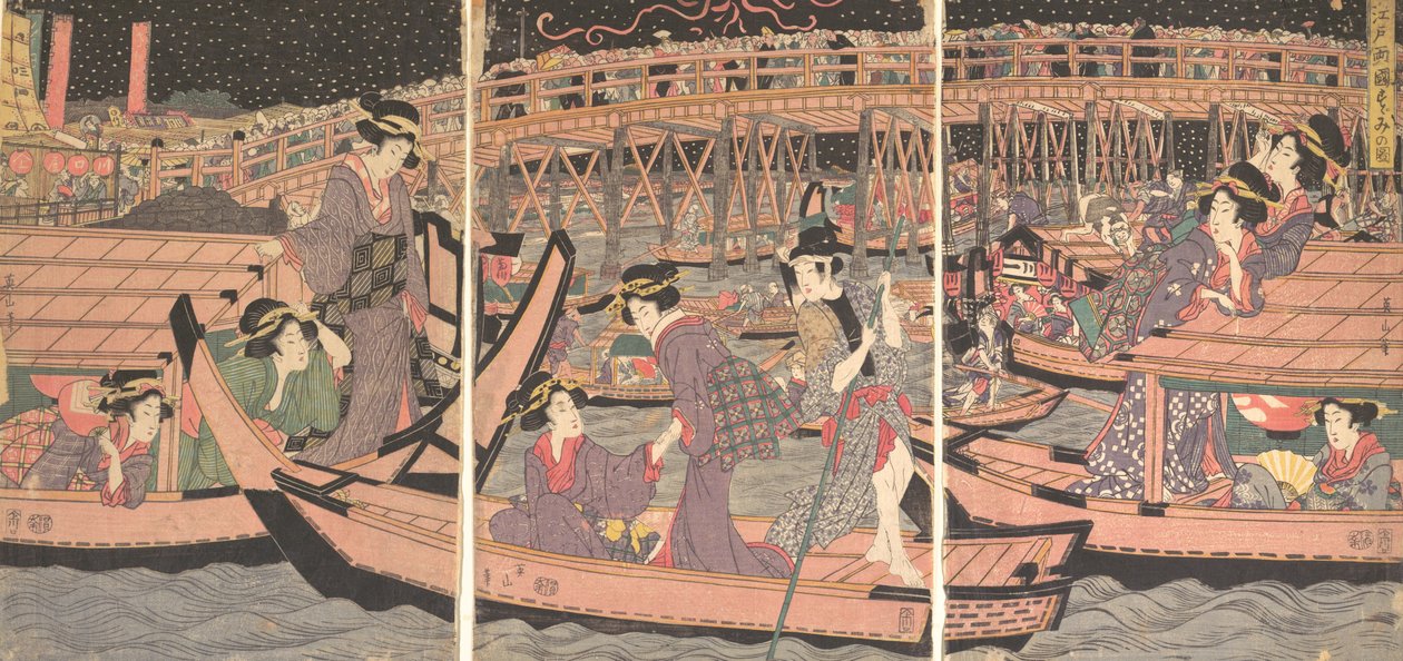 Cooling Off at Ryogoku in Edo, early-mid 19th century by Kikugawa Eizan