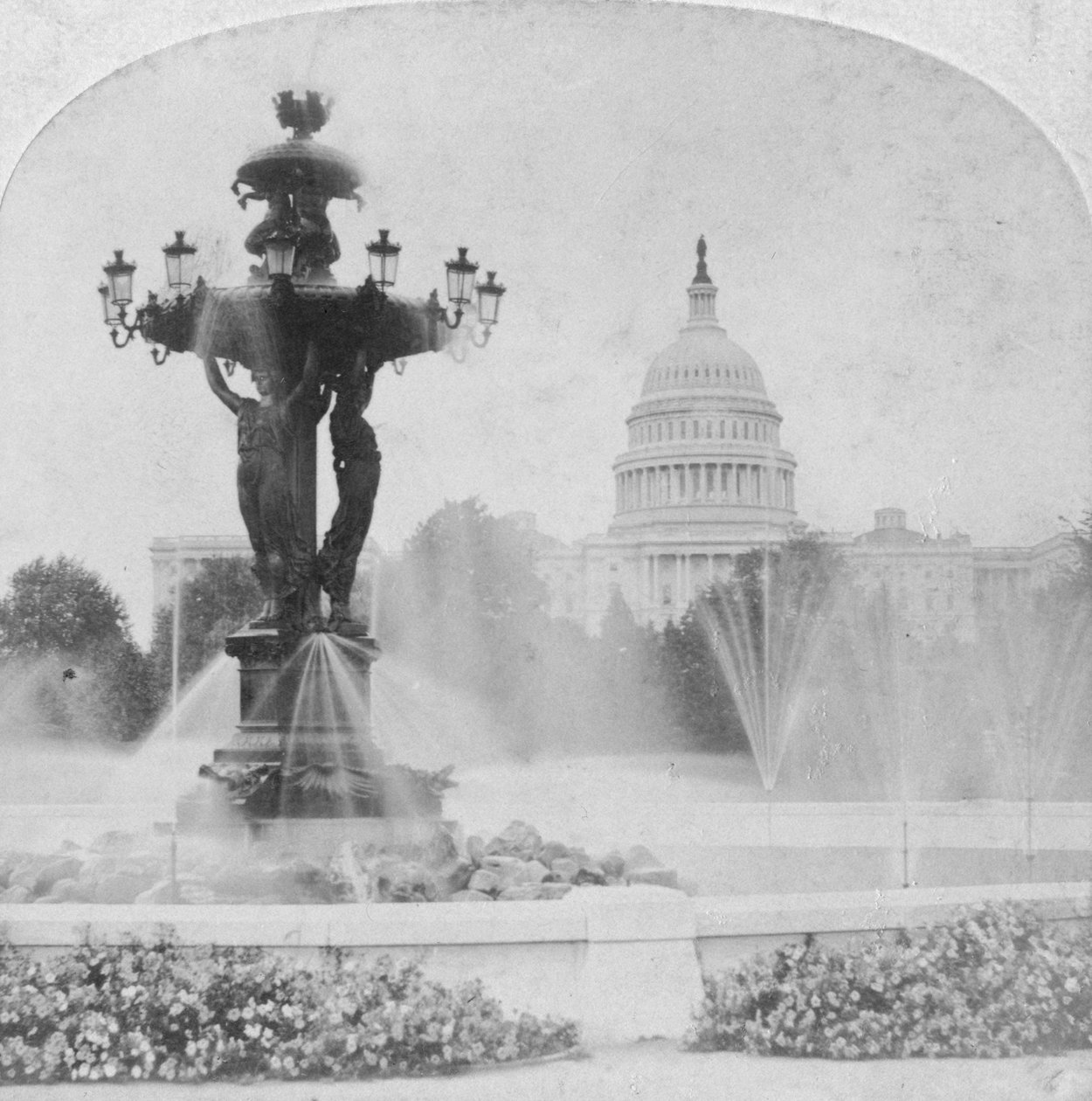 The Bartholdi Fountain and the Capitol, Washington DC, USA by Kilburn Brothers