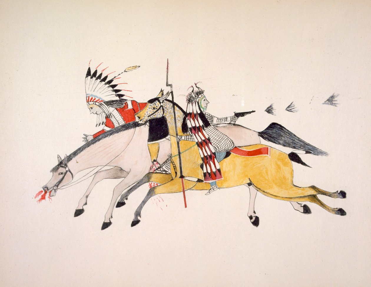 Red Walker and a companion fleeing from pursuing Crow Indians by Kills Two