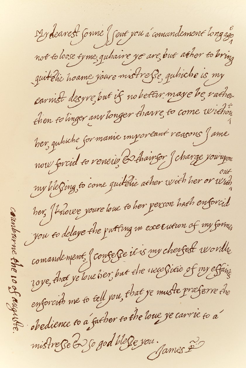 Facsimile of a Letter Dated 10th August 1623 from James I to Prince Charles, Printed by Manzi Joyant & Co. Paris, 1904 by King James I
