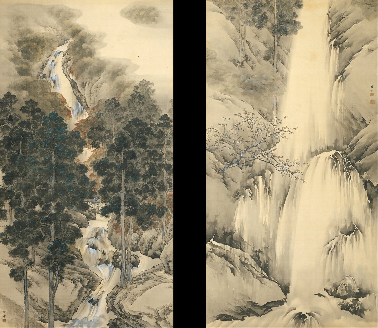 Waterfall in Spring and Autumn by Kishi Chikudo