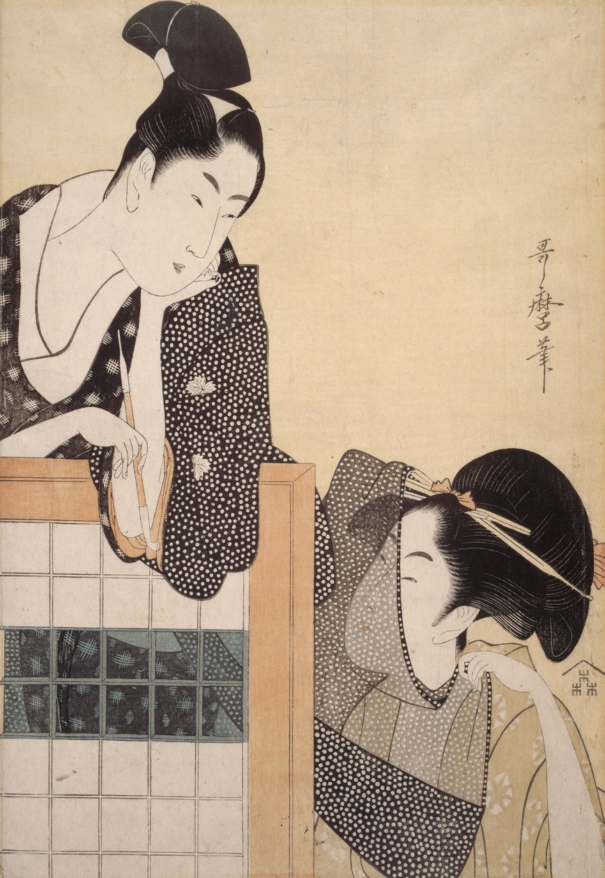 Couple with a Standing Screen by Kitagawa Utamaro