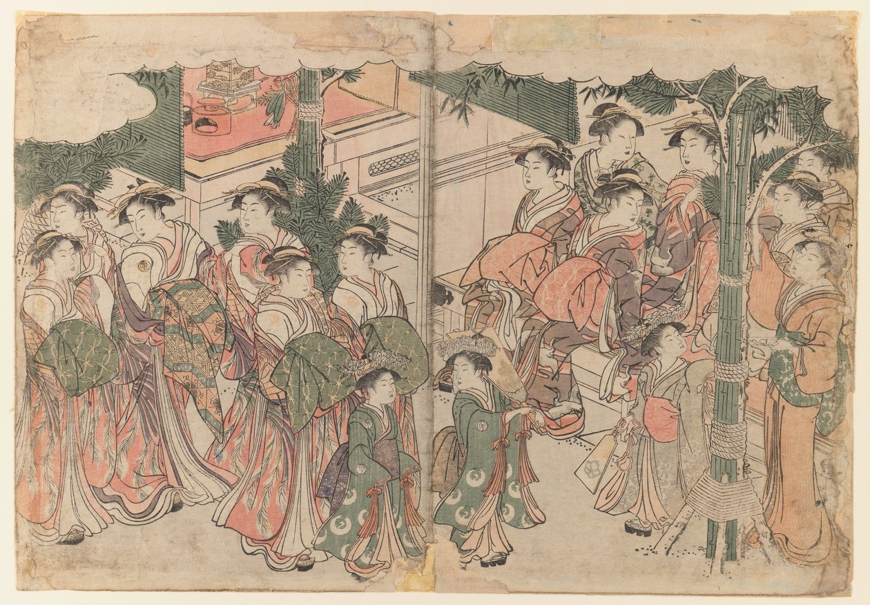 Courtesans Entourage at New Years Festival by Kitagawa Utamaro