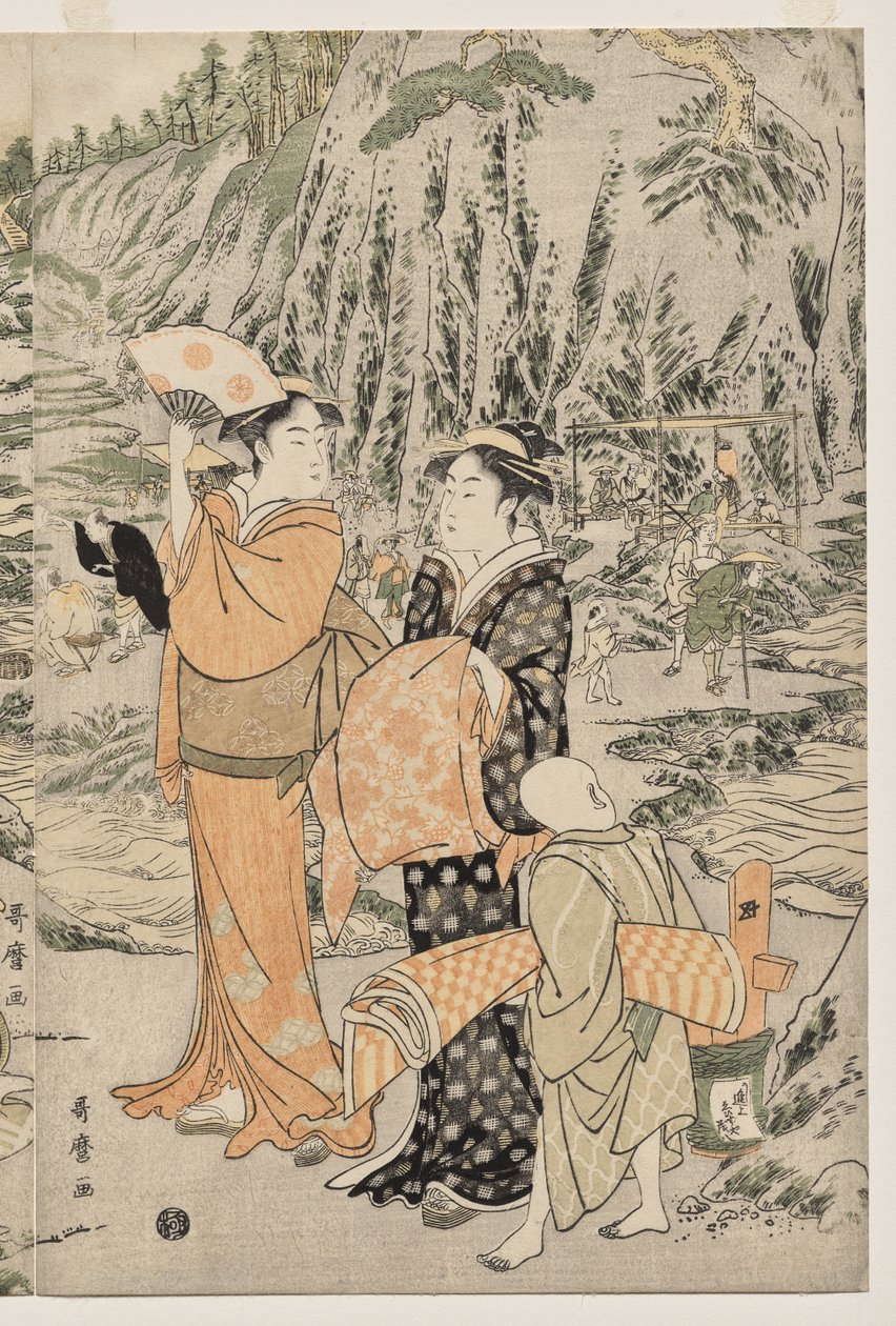 Fishing on the Chopping Board Rock at Enoshima by Kitagawa Utamaro