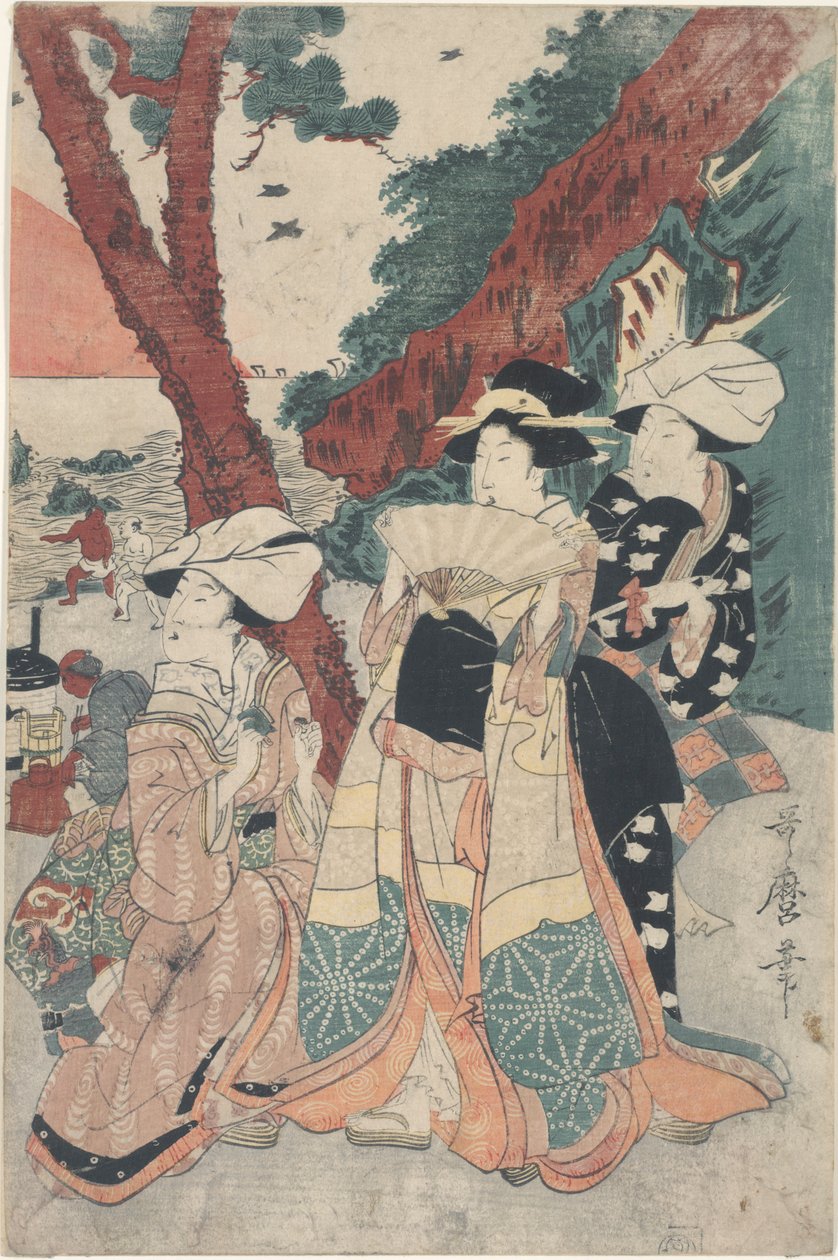 Futamigaura Beach at the New Year by Kitagawa Utamaro