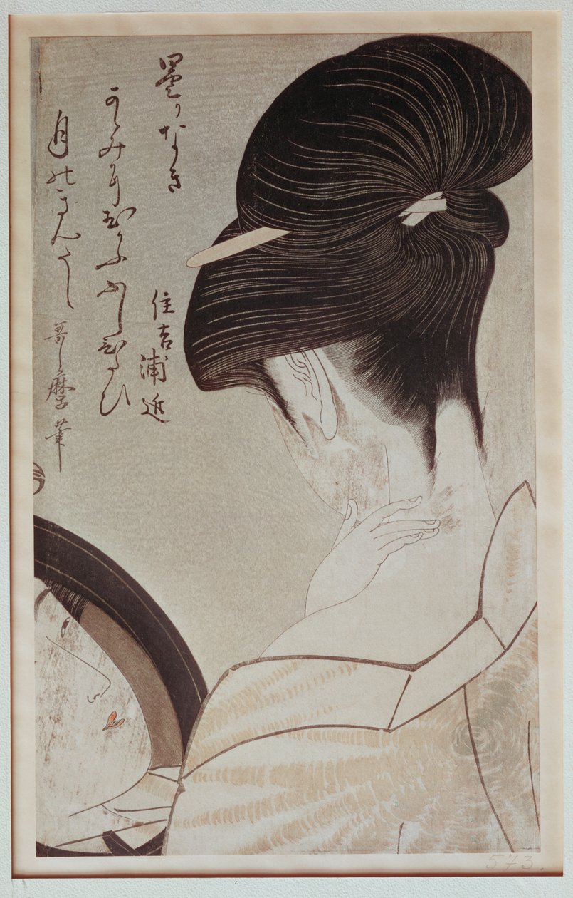 Geisha of the House of Sumiyoshi Before a Mirror by Kitagawa Utamaro