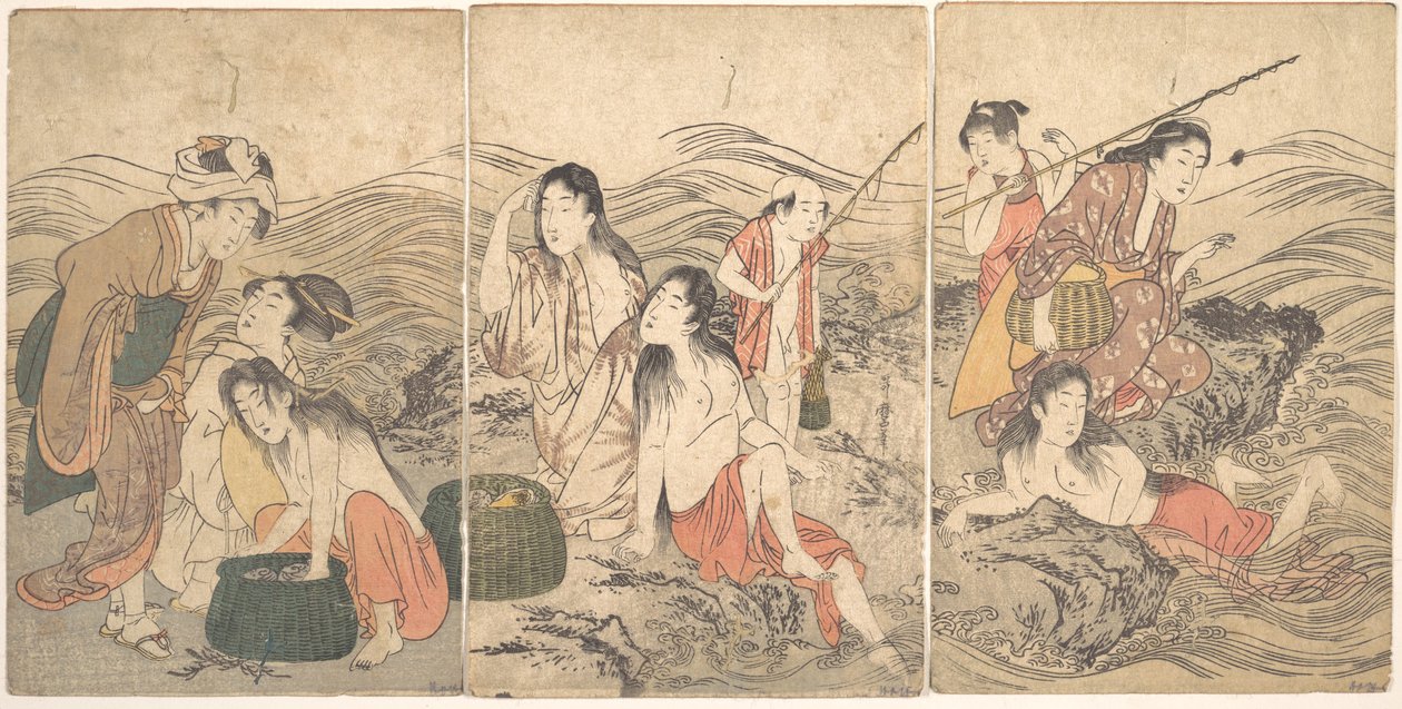 Girl Fishers and Bathers by Kitagawa Utamaro