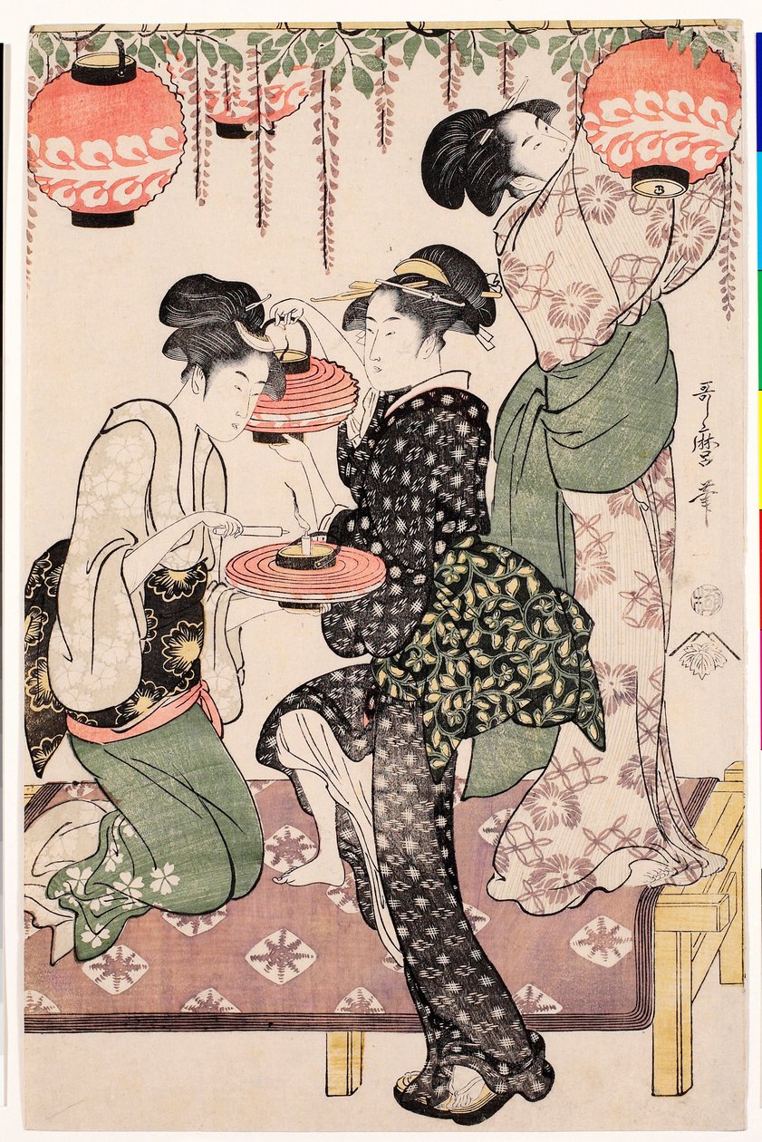 Teahouse Girls Under a Wisteria Espalier by Kitagawa Utamaro